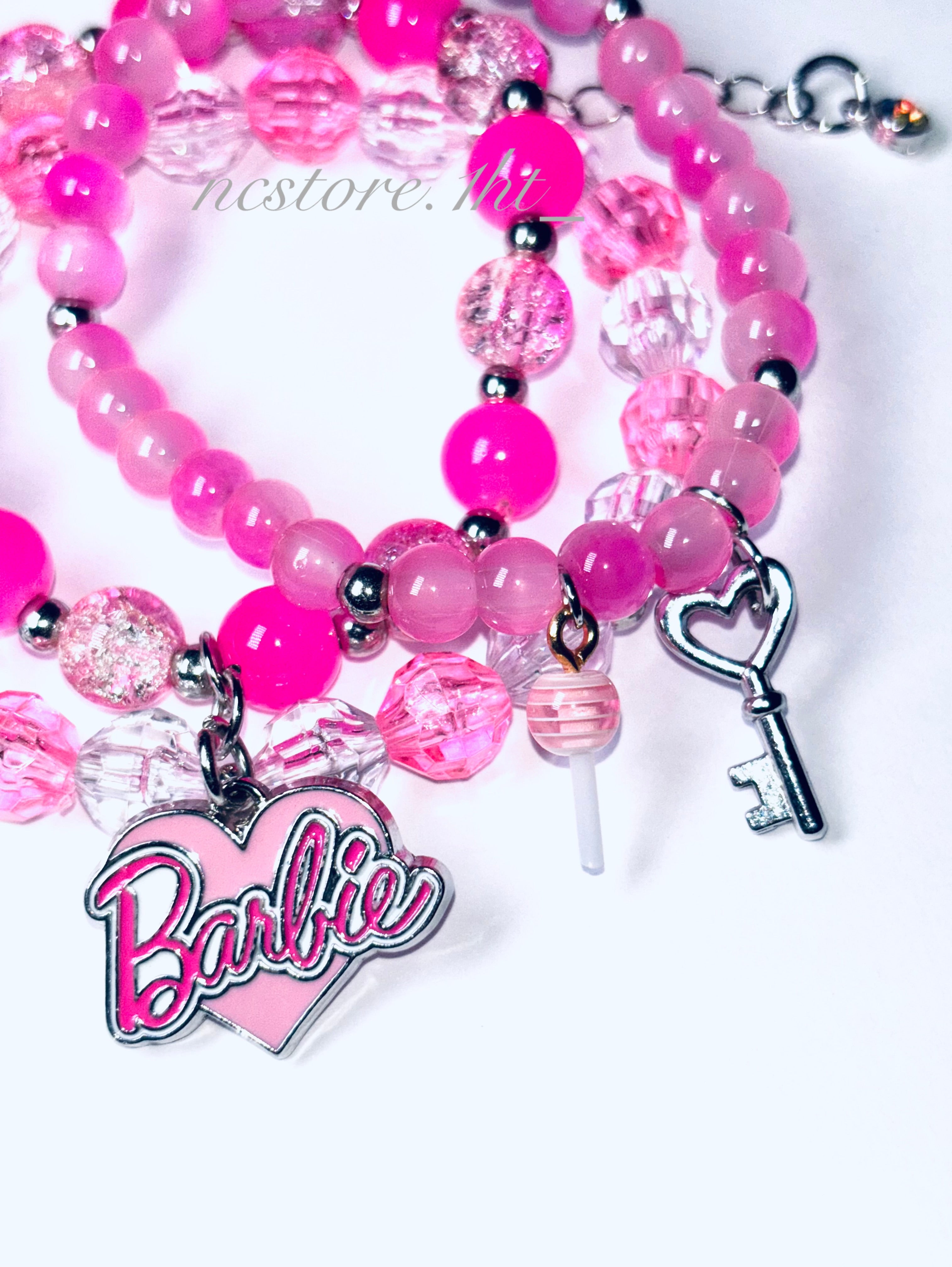 Pink Barbie Charm Bracelet Set.