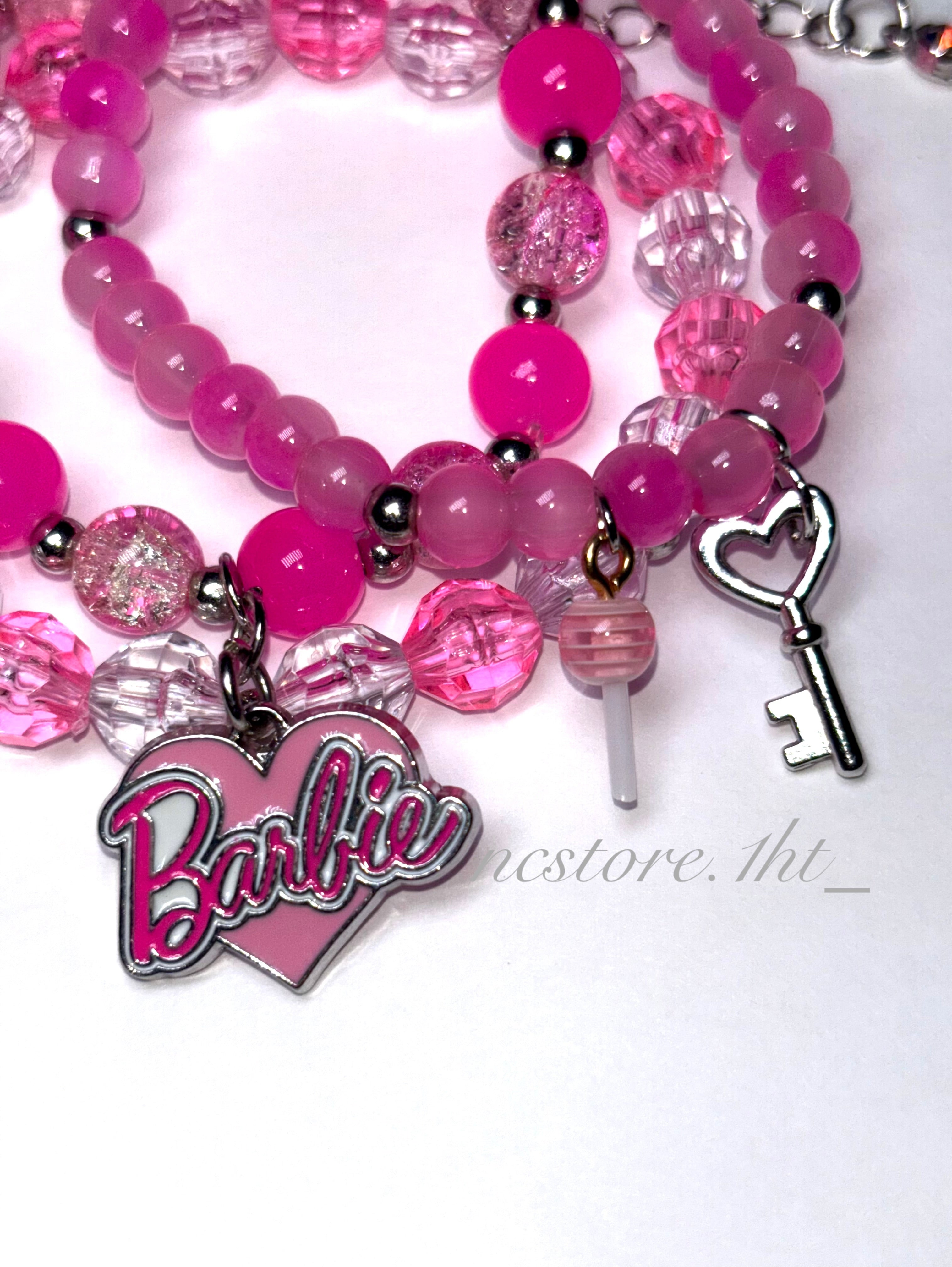 Pink Barbie Charm Bracelet Set.