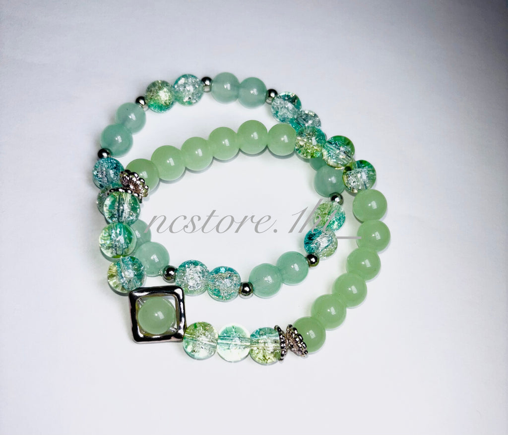 Green Serenity Beaded Bracelet.