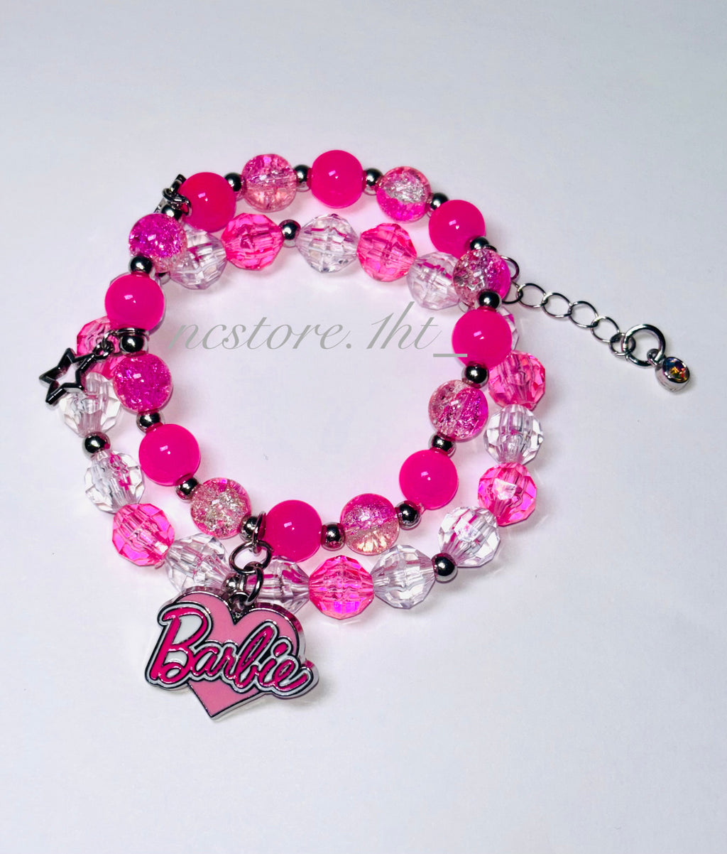 Pink Barbie Charm Bracelet Set.
